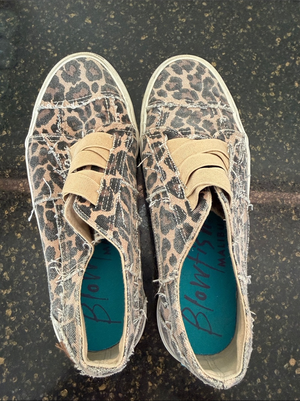 Blowfish Leopard Print Slip-On Sneakers with Tan Accents
